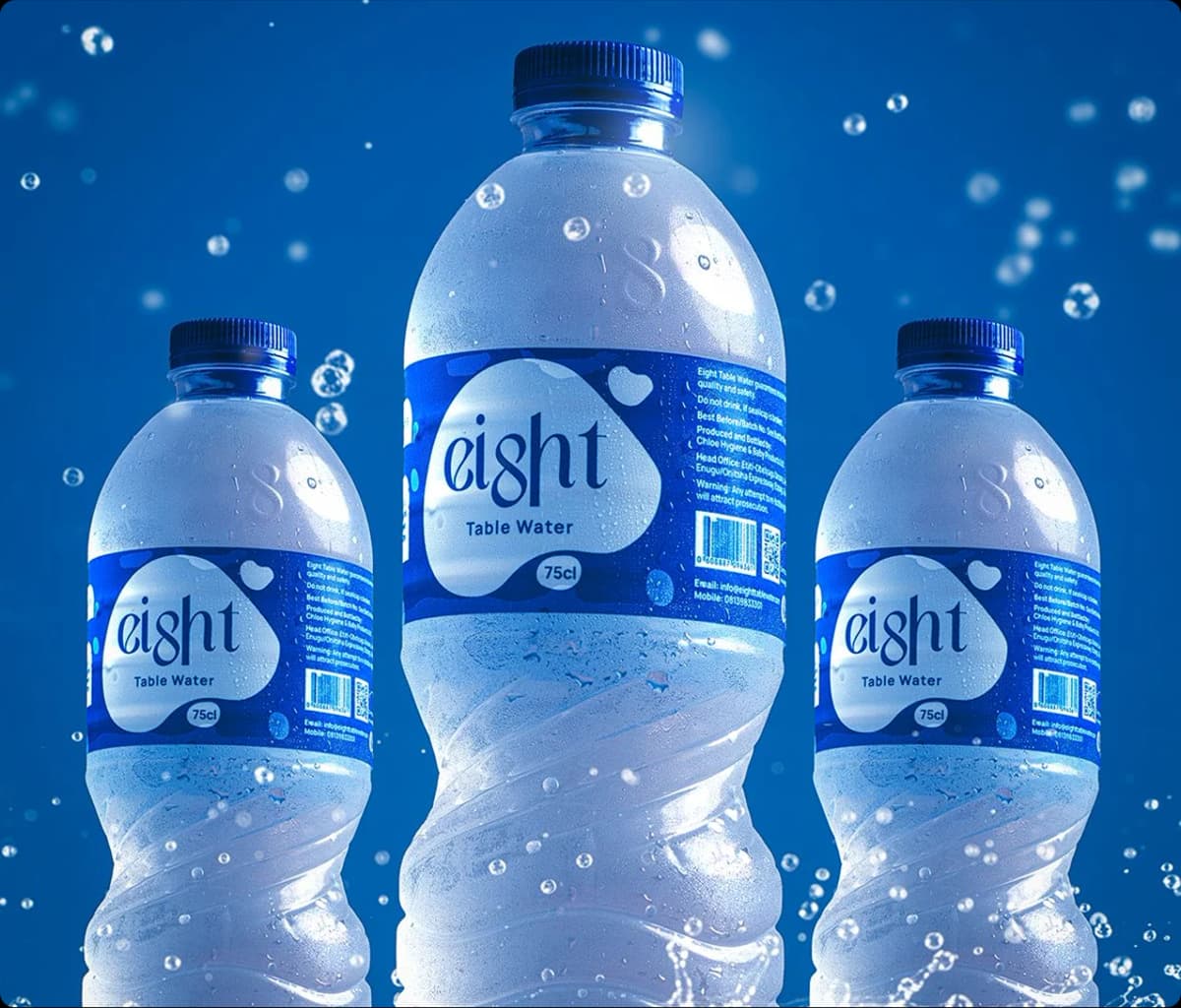 Bottles of eight water