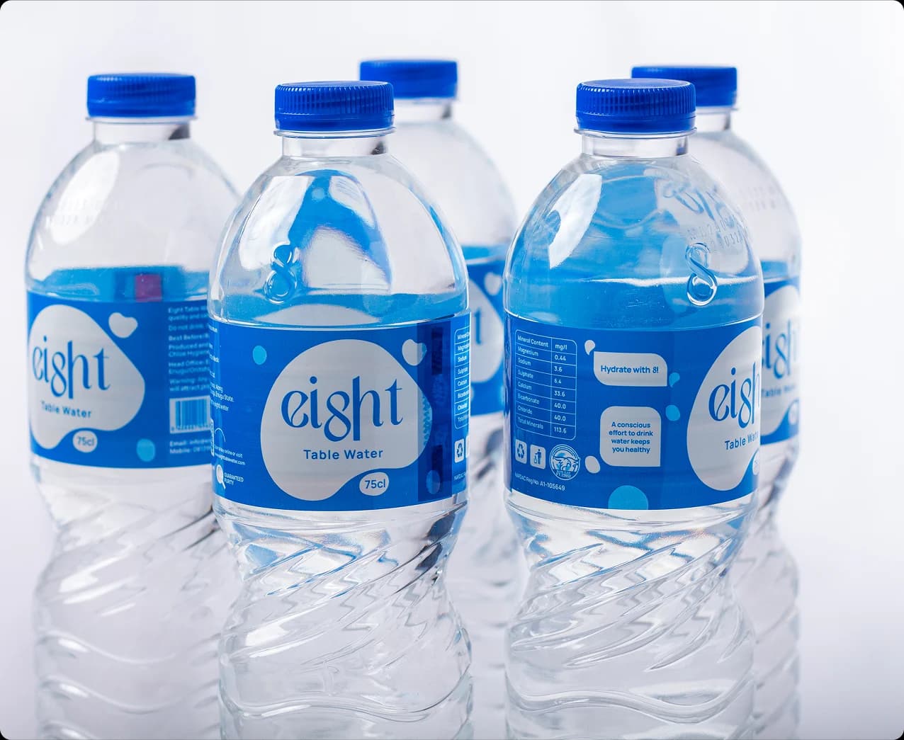 Bottles of eight water